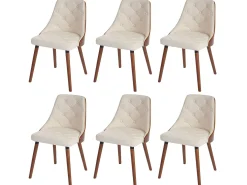 Silla de comedor MCW-A75 (juego de 6), piel artificial crema