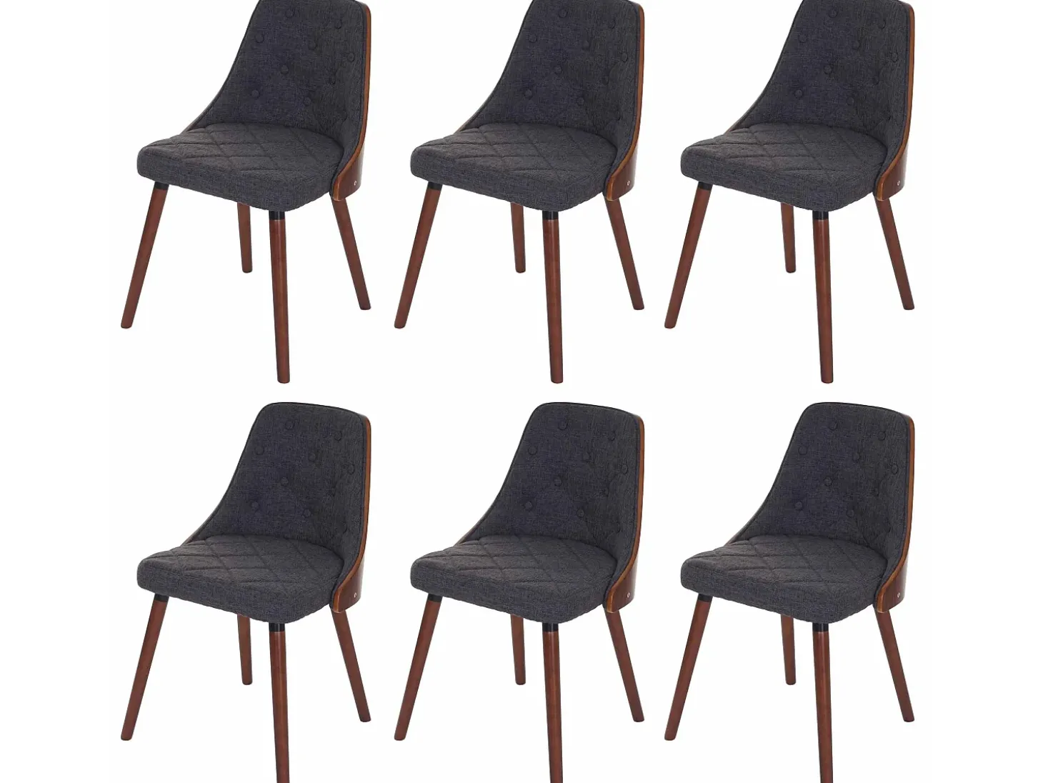 Silla de comedor MCW-A75 (juego de 6), textil gris