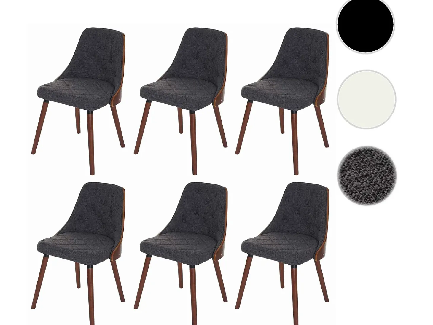 Silla de comedor MCW-A75 (juego de 6), textil gris