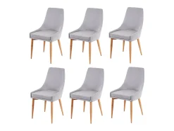 Silla de comedor MCW-B44 II (juego de 6), tela/textil gris