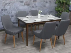 Silla de comedor MCW-B44 II (juego de 6), tela/textil gris