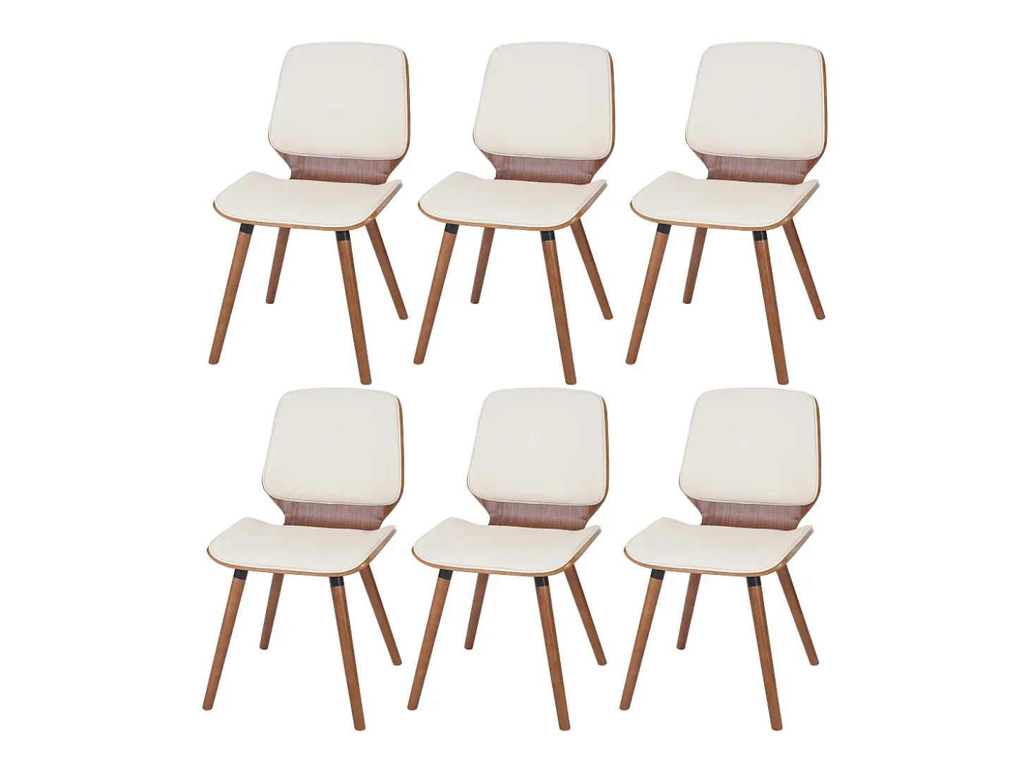 Silla de comedor MCW-B16 (juego de 6), cuero sintético color crema