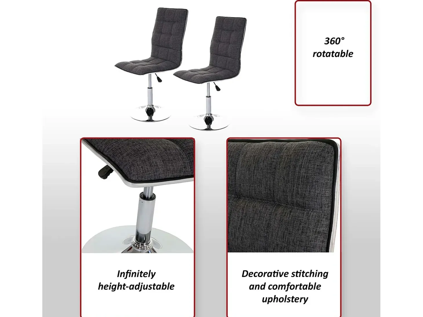 Silla de comedor MCW-C41 (juego de 2), crema-gris