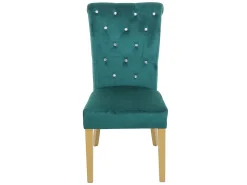 Silla de comedor MCW-D22 (set de 2), verde oscuro, patas doradas