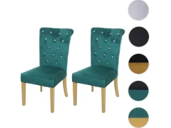 Silla de comedor MCW-D22 (set de 2), verde oscuro, patas doradas
