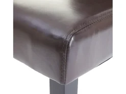 Silla de comedor MCW-E58 (juego de 4), Cuero sintético marrón, patas oscuras