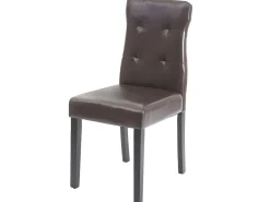 Silla de comedor MCW-E58 (juego de 4), Cuero sintético marrón, patas oscuras