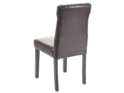 Silla de comedor MCW-E58 (juego de 4), Cuero sintético marrón, patas oscuras