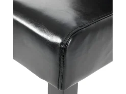 Silla de comedor MCW-E58 (set de 4), piel sintética negra, patas oscuras