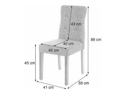 Silla de comedor MCW-E58 (set de 2), tela/textil gris, patas claras