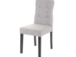 Silla de comedor MCW-E58 (set de 4), tela/textil gris, patas oscuras