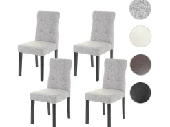 Silla de comedor MCW-E58 (set de 4), tela/textil gris, patas oscuras