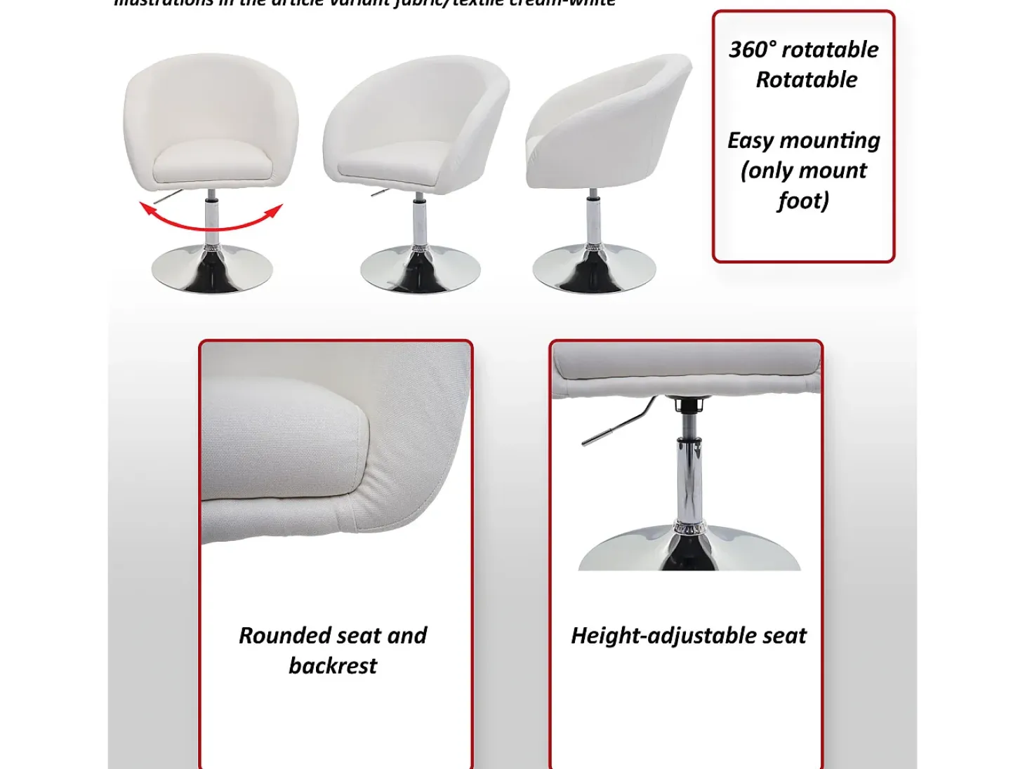 Silla de comedor MCW-F19, tela/textil antracita