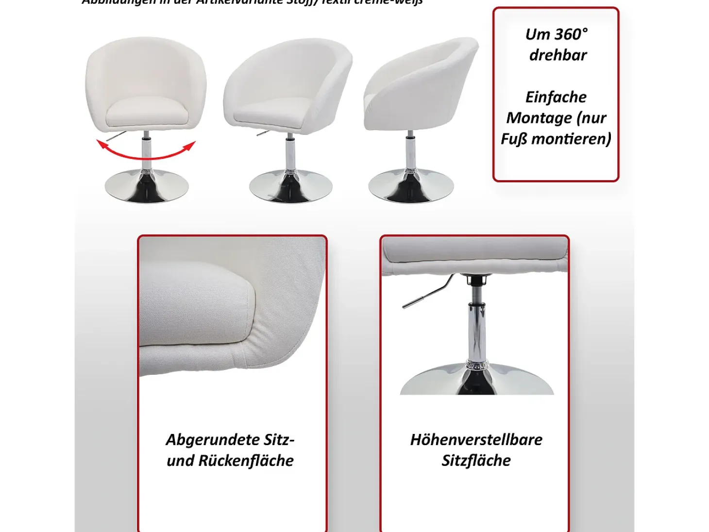 Silla de comedor MCW-F19, tela/textil antracita