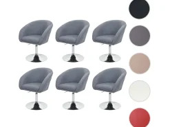Silla de comedor MCW-F19 (juego de 6), tela/textil gris oscuro