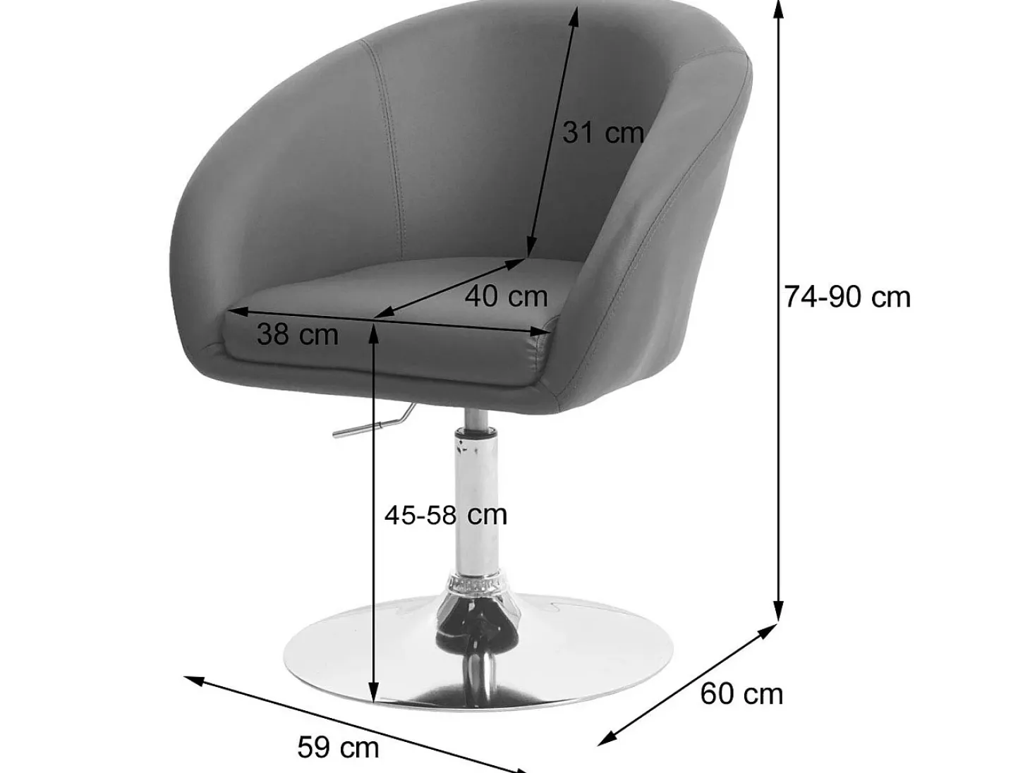 Silla de comedor MCW-F19 (juego de 6), tela/textil gris oscuro