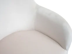 Silla de comedor MCW-F18 (juego de 6), terciopelo crema-blanco, patas doradas