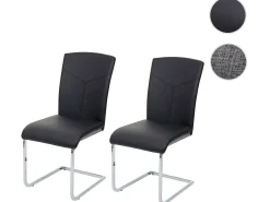 Silla de comedor MCW-F36 (juego de 2), imitación de cuero, negro