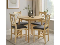Silla de comedor MCW-F77 (juego de 4), natural, tapizado negro