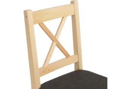 Silla de comedor MCW-F77 (juego de 4), natural, tapizado negro