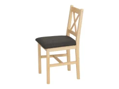 Silla de comedor MCW-F77 (juego de 4), natural, tapizado negro