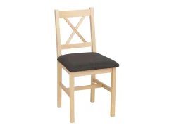 Silla de comedor MCW-F77 (juego de 4), natural, tapizado negro