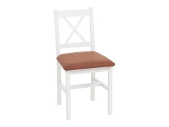Silla de comedor MCW-F77 (juego de 2), blanco, tapizado terracota