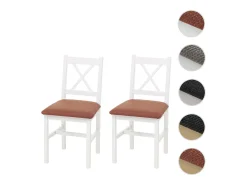 Silla de comedor MCW-F77 (juego de 2), blanco, tapizado terracota