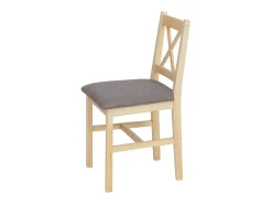 Silla de comedor MCW-F77 (juego de 4), natural, tapizado gris