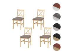 Silla de comedor MCW-F77 (juego de 4), natural, tapizado gris