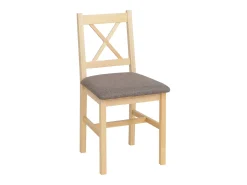 Silla de comedor MCW-F77 (juego de 4), natural, tapizado gris
