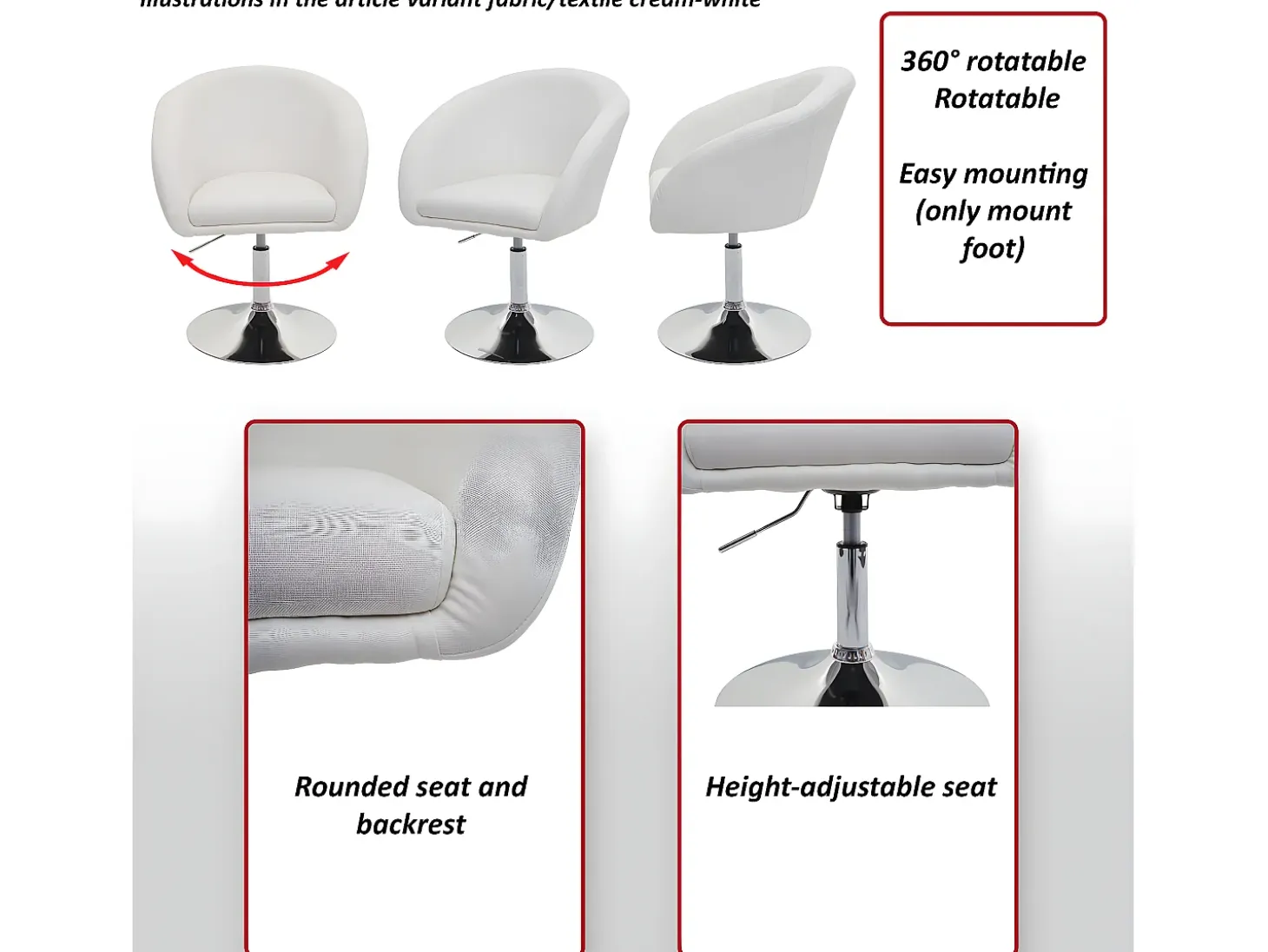 Silla de comedor MCW-F19 (juego de 6), piel sintética taupe