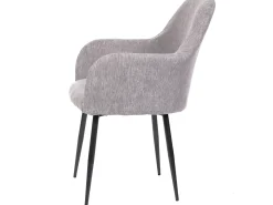 Silla de comedor MCW-F18 (juego de 6), tela/textil gris, patas negras