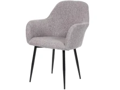Silla de comedor MCW-F18 (juego de 6), tela/textil gris, patas negras