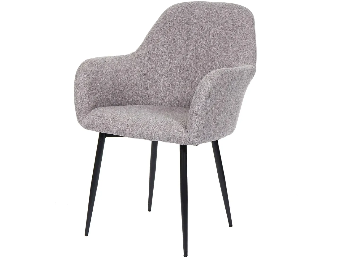 Silla de comedor MCW-F18 (juego de 6), tela/textil gris, patas negras