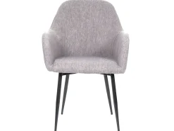 Silla de comedor MCW-F18 (juego de 6), tela/textil gris, patas negras