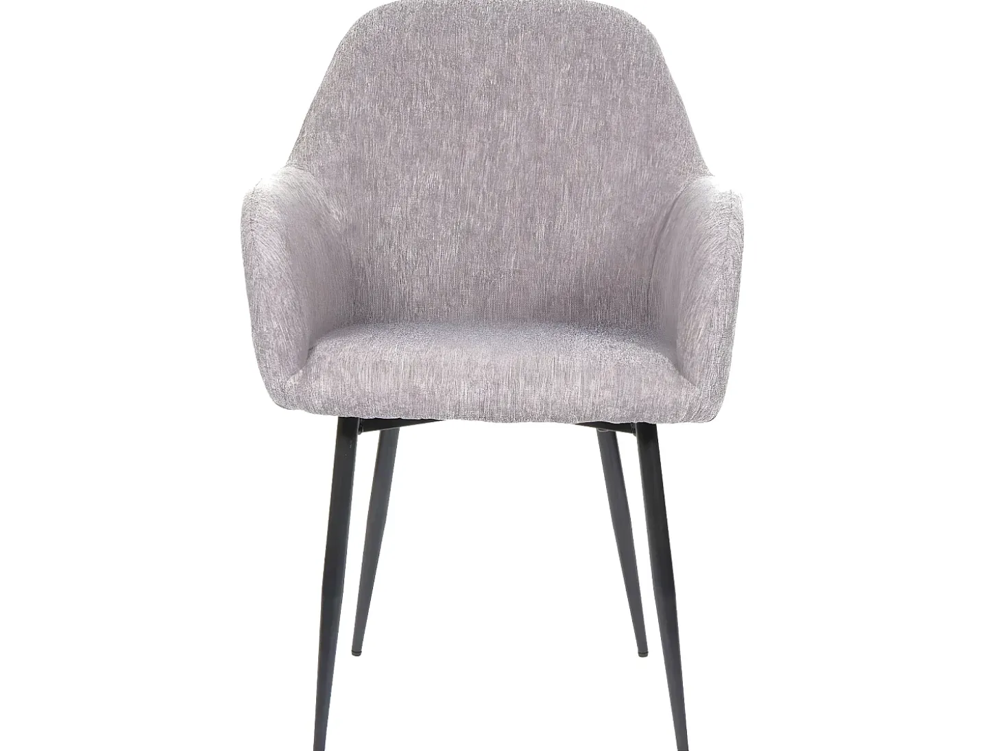 Silla de comedor MCW-F18 (juego de 6), tela/textil gris, patas negras