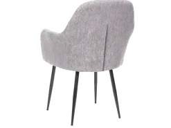 Silla de comedor MCW-F18 (juego de 6), tela/textil gris, patas negras