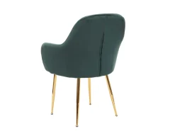Silla de comedor MCW-F18 (juego de 6), verde terciopelo, patas doradas