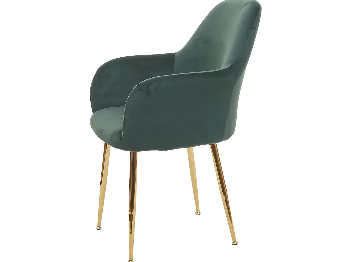 Silla de comedor MCW-F18 (juego de 6), verde terciopelo, patas doradas
