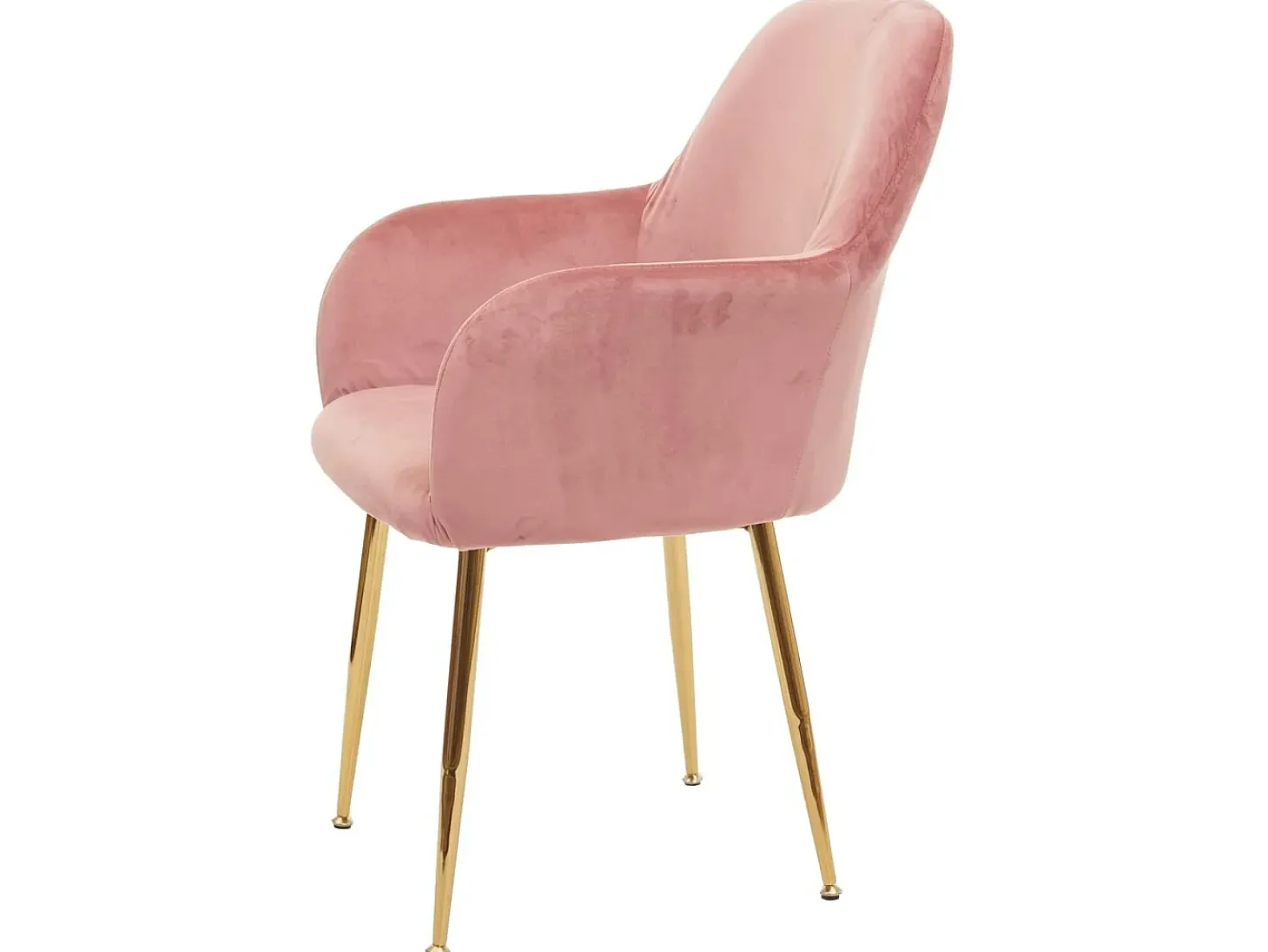 Silla de comedor MCW-F18 (juego de 6), terciopelo rosa antiguo, patas doradas