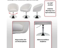 Silla de comedor MCW-F19 (juego de 6), polipiel gris