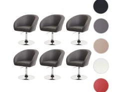 Silla de comedor MCW-F19 (juego de 6), polipiel gris