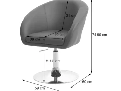 Silla de comedor MCW-F19 (juego de 6), polipiel gris
