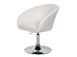 Silla de comedor MCW-F19 (juego de 6), imitación de cuero blanco