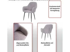 Silla de comedor MCW-F18 (juego de 6), terciopelo negro, patas doradas