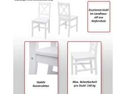 Silla de comedor MCW-F77 (set de 4), pino esmaltado