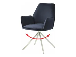Silla de comedor MCW-G67, azul antracita, acero inoxidable