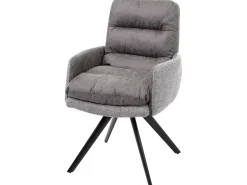Silla de comedor MCW-G66, gris claro-gris, con reposabrazos