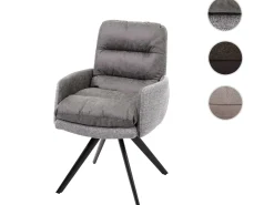 Silla de comedor MCW-G66, gris claro-gris, con reposabrazos
